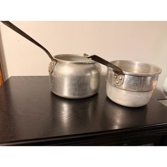 Vintage Wear-Ever Aluminum Double Boiler No. 2431 Years 1/2 Pan Set Made in USA - Picture 3 of 7